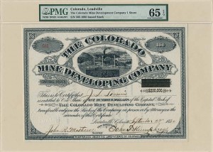 Colorado Mine Developing Co. - 1880 dated Colorado Mining Stock Certificate